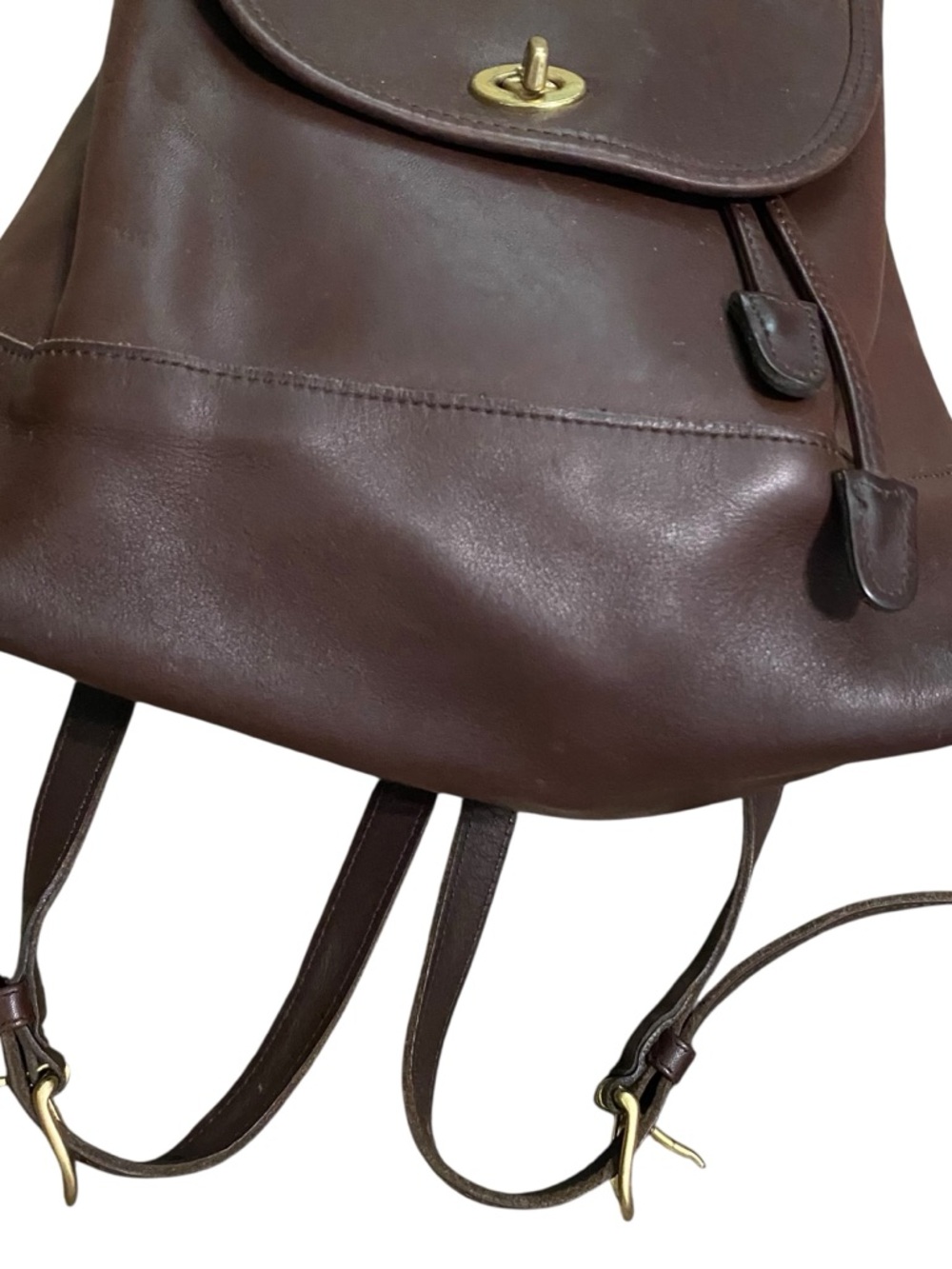 Coach Vintage 90s Dark Brown Leather Turn Lock Daypack Backpack - Picture 3 of 12
